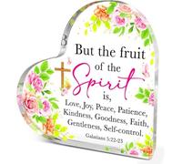 Regalos cristianos para mujeres y niñas, regalos religiosos espirituales para compañeras de trabajo, amigas, pero el fruto del espíritu, gálatas 5:22-23, placa acrílica de corazón decorativo