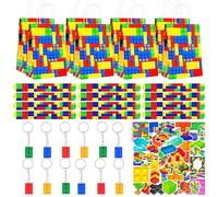 Regalos Cumpleaños Bloques De Construcción Set 86 Pcs,Juguetes Cumpleaños Niños,Party Favors,Bolsas Regalo 12,Llaveros 12,Pulsera Bofetada 12,Pegatinas 50,para Niños Regalos De Fiesta Cumpleaños