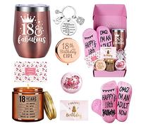 Regalos de 18 cumpleaños para niñas, vidrio, cestas de regalo de feliz cumpleaños para tus mejores amigos, hermanas, hija, las mejores ideas de regalo para niñas de 18 años