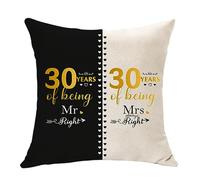 Regalos de 30 años de matrimonio para parejas: Mr. Right and Mrs. Always Right, funda de cojín de aniversario para marido, esposa, regalos de boda 30 para mamá, papá, hermana, aniversario de boda (30)