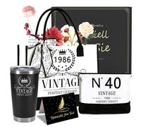 Regalos de 40 cumpleaños para mujeres bolso de lona: Vintage 1986 lienzo conjunto de bolso para oficina compras viaje con taza térmica bolsa de cosméticos para hermana mamá colega, cumpleaños listo