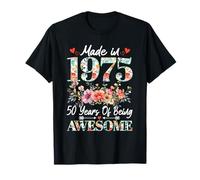 Regalos de 50 años hechos en 1975 para 50 cumpleaños para mujer floral Camiseta