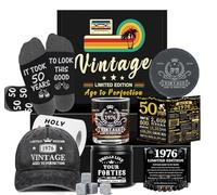 Regalos de 50 cumpleaños para él, decoraciones de feliz cumpleaños 50 para hombres, regalos de 50 años para hombre que lo tiene todo, cestas de regalo de 50 cumpleaños de 1976 para hombres, gorra de
