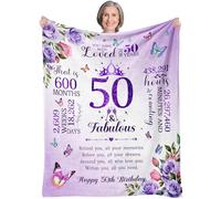 Regalos de 50 cumpleaños para mujer, manta de 50 x 60 pulgadas, regalos de feliz cumpleaños 50 para mujeres, decoración de 50 cumpleaños, ideas de regalo para ella, los mejores regalos de cumpleaños