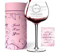 Regalos de 50 cumpleaños para mujeres, copa de vino grabada de 1976 en caja | Incluye una elegante caja de regalo y tarjeta, ideal para celebraciones de hitos y recuerdos para mamá, hija, hermana o amiga