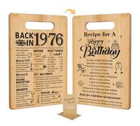 Regalos de 50 cumpleaños para mujeres y hombres, en 1976 y receta para un feliz cumpleaños, tabla de cortar de doble cara para ella, ideas de regalo de 50 cumpleaños, regalos geniales para mujeres de