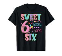 Regalos de 6 años Sweet Sassy and Six Birthday Girl Donut Camiseta