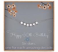 Regalos de 60 cumpleaños para mujer, pulsera delicada de seis estrellas de plata de ley 925, cuentas de estrella de 6 mm, una para cada década increíble, regalos de cumpleaños para mujer de 60 años