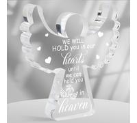 Regalos de aborto espontáneo para madres, regalo de recuerdo, regalos de condolencias, letrero de escritorio acrílico de ángel conmemorativo de huella de bebé, regalo de condolencias por pérdida de