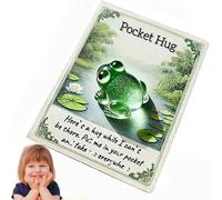 Regalos de Abrazo de Bolsillo con Animales, Mini Figuras de Resina con Tarjetas de Felicitación, Lindo Juguete de Compañero, Tarjeta de Recuerdo Inspiradora para un Gesto de (Rana)