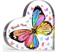 Regalos de agradecimiento para compañeros de trabajo para mujeres y hombres, placa de agradecimiento para profesores, jefes, líderes, decoración de mariposa, letrero acrílico en forma de corazón para