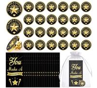 Regalos de agradecimiento para empleados, insignia de estrella para empleado del mes, con tarjetas inspiradoras y bolsas de organza, regalos de agradecimiento a granel para enfermeras, estudiantes