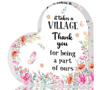 Regalos de agradecimiento para mujeres, recuerdo de corazón acrílico, regalos inspiradores para compañeros de trabajo, jefe, It Takes a Village Thank You, placa acrílica