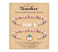 Regalos de agradecimiento para profesores para mujeres, pulsera con inicial imprescindible para maestra Mrs Miss End of Year Teacher Gifts Thank You for Helping Me Grow Music Matemáticas Ciencias