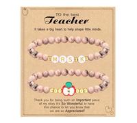 Regalos de agradecimiento para profesores para mujeres, pulsera con inicial imprescindible para maestra Mrs Miss End of Year Teacher Gifts Thank You for Helping Me Grow Music Matemáticas Ciencias