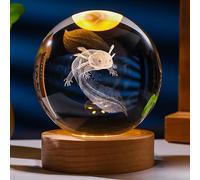 Regalos de ajolote 3D para Mujer, Bola de Cristal de 60 mm, Figuras de ajolote, decoración de Animales de Cristal, para habitación, cumpleaños, para Mejores Amigos, Amantes, Recuerdo, pisapapeles