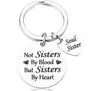 Regalos de amistad para niñas/mujeres - Not Sister By Blood, But Sister By Heart Llavero de la amistad, regalo para mejor amiga, mujeres, adolescentes, regalos de cumpleaños, plata, M