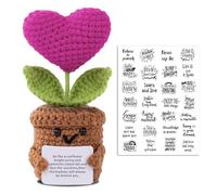 Regalos de amuleto de la suerte de corazón de bolsillo, muñeca creativa de girasol de lana de punto con pegatinas inspiradoras,Pocket Hug Girasol,Regalo positivo de la patata mutante para los amantes