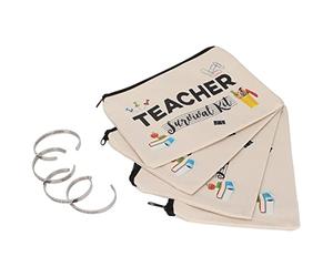 Regalos de apreciación del Maestro 4pcs Bolsas de Bolsas de Maquillaje de Maestros 4pcs Juego de Pulsera de Acero Inoxidable