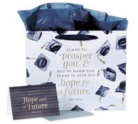 Regalos de arte cristiano Bolsa de regalo de paisaje con tarjeta y papel de seda - Hope and A Future - Jeremiah 29:11 Inspirational Biblia Verso de g