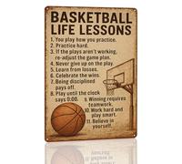 Regalos de baloncesto para hombres, arte de pared deportivo con cita sobre lecciones de vida, letrero de hojalata vintage para habitación de niño, cueva de hombre, oficina, decoración retro motivacion
