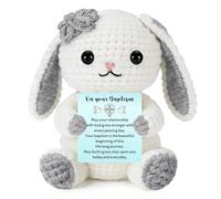 Regalos de bautismo para niñas y niños, regalos cristianos para mujeres y hombres, hecho a mano, versículo bíblico, muñeca de ganchillo positiva, religiosa, católica, regalo de confirmación de primera