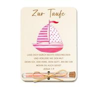 Regalos de bautizo para niñas, regalo de dinero para bautizo, barco de madera con tubo de ensayo y sobres, regalo para bautizo, ahijado, decoración de bautizo para niñas y niños