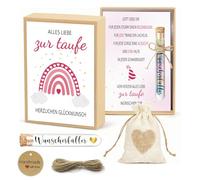 Regalos de bautizo para niñas y niños, juego de regalo de bautizo, incluye tarjeta de regalo de amor para bautizos, caja de regalo, tubo de ensayo de plástico, bolsa de yute, regalo de bautizo para