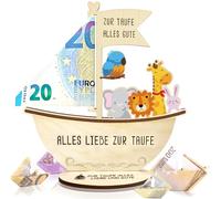 Regalos de bautizo para niños y niñas con cadena de luces LED, todo amor por el bautismo, barco de madera con base, regalos para bebés, nacimientos, bautizos, regalos de dinero, regalo para bautizo