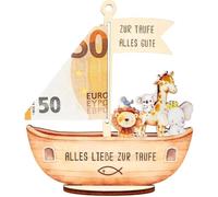 Regalos de bautizo para niños y niñas, Todo mi amor para el bautizo, Barco de madera con base, Regalos para bebés, Bautizo, Regalo en efectivo