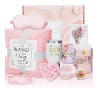 Regalos de bienestar para mujer - Caja de recuperación y relajación spa con manta, cumpleaños, día de la madre, para esposa, mamá, hermana, amiga - rosa