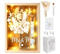 Regalos de boda para novios, dinero, regalo de boda, regalos de dinero para cumpleaños con flores secas, caja de madera, bolsa de embalaje, tubo de ensayo de plástico, cadenas de luces, regalos para