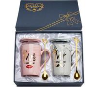 Regalos de boda para novios, regalo de boda, 2 unidades, juego de tazas de cerámica de mármol de 14 oz, divertido regalo para parejas, regalo de compromiso