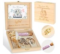 Regalos de boda para novios, regalo de dinero, boda, madera, regalo de boda, dinero, flores secas, caja de madera, tarjeta de boda, regalos de dinero para boda, aniversario de boda, regalos de madera