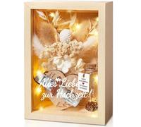 Regalos de boda para novios, todo amor para bodas, regalo de dinero, incluye flores eternas, caja de madera, pieza de madera en forma de corazón, cadena de luces, aniversario de boda, regalo de boda