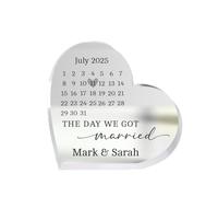 Regalos de boda personalizados para parejas, adorno acrílico transparente en forma de corazón - El día que nos casamos calendario