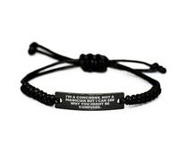 Regalos de brazalete de cuerda de conserjería para conserje para el cumpleaños, cita soy un conserje. No es un mago, pero puedo ver por qué puede estar confundido., Acero inoxidable negro con cuerda