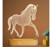 Regalos de caballos Lightzz para mujeres para mujeres, lámpara de ilusión 3d Noche de caballo para niños Decoración de la habitación de niños, lámpara de mesa de escritorio de madera LED de madera