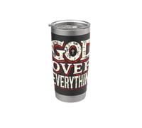 Regalos de camiseta cristiana basada en la fe con Dios sobre todo Vaso térmico de acero inoxidable de doble pared