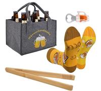 Regalos de cerveza para hombres - 4 piezas divertido regalo de cumpleaños de cerveza, regalos de cerveza con bolso personalizado para hombre, abridor de cerveza, calcetines de madera, pinzas para