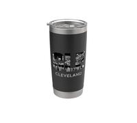 Regalos de CLE The Land Night Downtown Cleveland Skyline Art Ohio Vaso térmico de acero inoxidable de doble pared