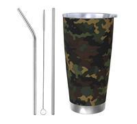 Regalos de coche para hombres y mujeres, vaso con tapa y popote, taza de café aislada al vacío de doble pared de 20 onzas, se adapta al portavasos del coche, taza térmica de viaje con patrón de