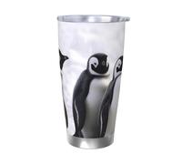 Regalos de coche para hombres y mujeres, vaso con tapa y popote, taza de café aislada al vacío de doble pared de 20 onzas, se adapta al portavasos de coche, pingüinos jóvenes con taza de viaje de