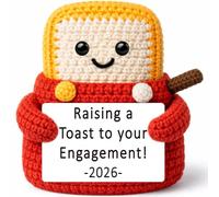 Regalos de compromiso para parejas, divertido adorno de compromiso 2026, regalos de compromiso para novia y novio, bonita tostadora de ganchillo hecha a mano, regalo de despedida de soltera