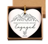 Regalos de compromiso para parejas, feliz compromiso para mujeres, regalos para parejas recién nacidas, decoraciones de boda, fiesta, Navidad, adorno de corazón de cerámica 2025