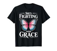 Regalos de concientización sobre el cáncer de Mama Fighting with Grace para Mujeres Camiseta