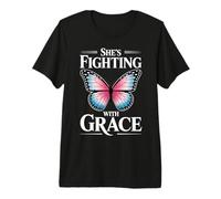 Regalos de concientización sobre el cáncer de Mama Fighting with Grace para Mujeres Camiseta Premium