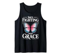 Regalos de concientización sobre el cáncer de Mama Fighting with Grace para Mujeres Camiseta sin Mangas