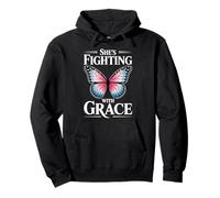 Regalos de concientización sobre el cáncer de Mama Fighting with Grace para Mujeres Sudadera con Capucha
