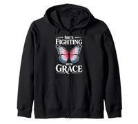 Regalos de concientización sobre el cáncer de Mama Fighting with Grace para Mujeres Sudadera con Capucha